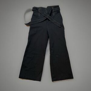 Maeve by Anthropologie Wide Leg Cropped Pants Belted High Waist‎ Black US 8P